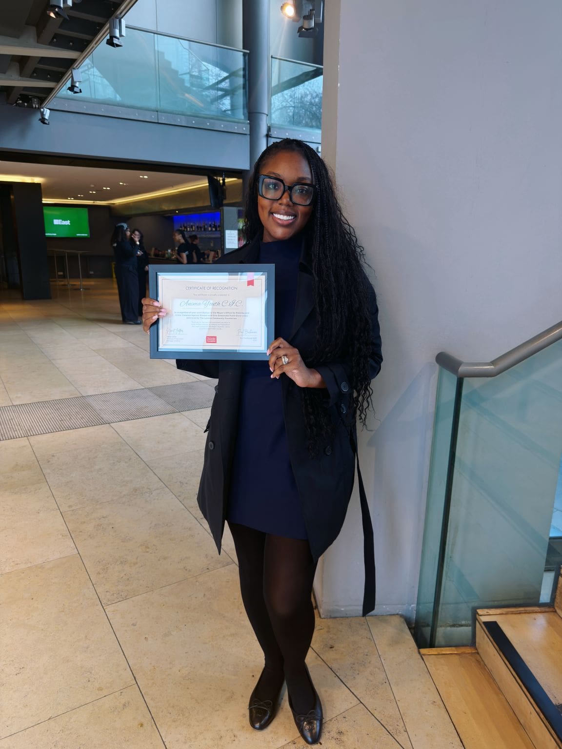 The London Community Foundation Violence Against Women and Girls Fund Showcase and received a certificate of recognition for our work with young mothers affected by violence and exploitation through our EmpowerHer programme.
